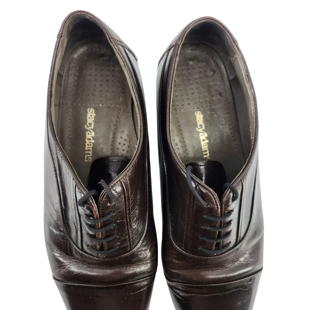 Stacy Adams Cap Toe Oxfords Mens 11 Brown Leather Dress Shoes Classic Office - Picture 6 of 8